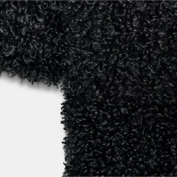 New Zara faux shearling long fleece teddy coat in taupe gray - small - Picture 10 of 11